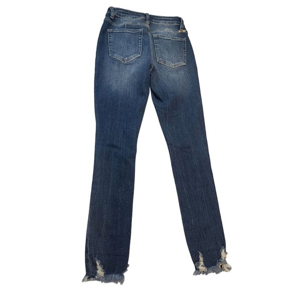 KanCan Womens Jeans Skinny Leg Raw Hem Stretch Distressed Mid Rise Blue Size 26 - Picture 2 of 10